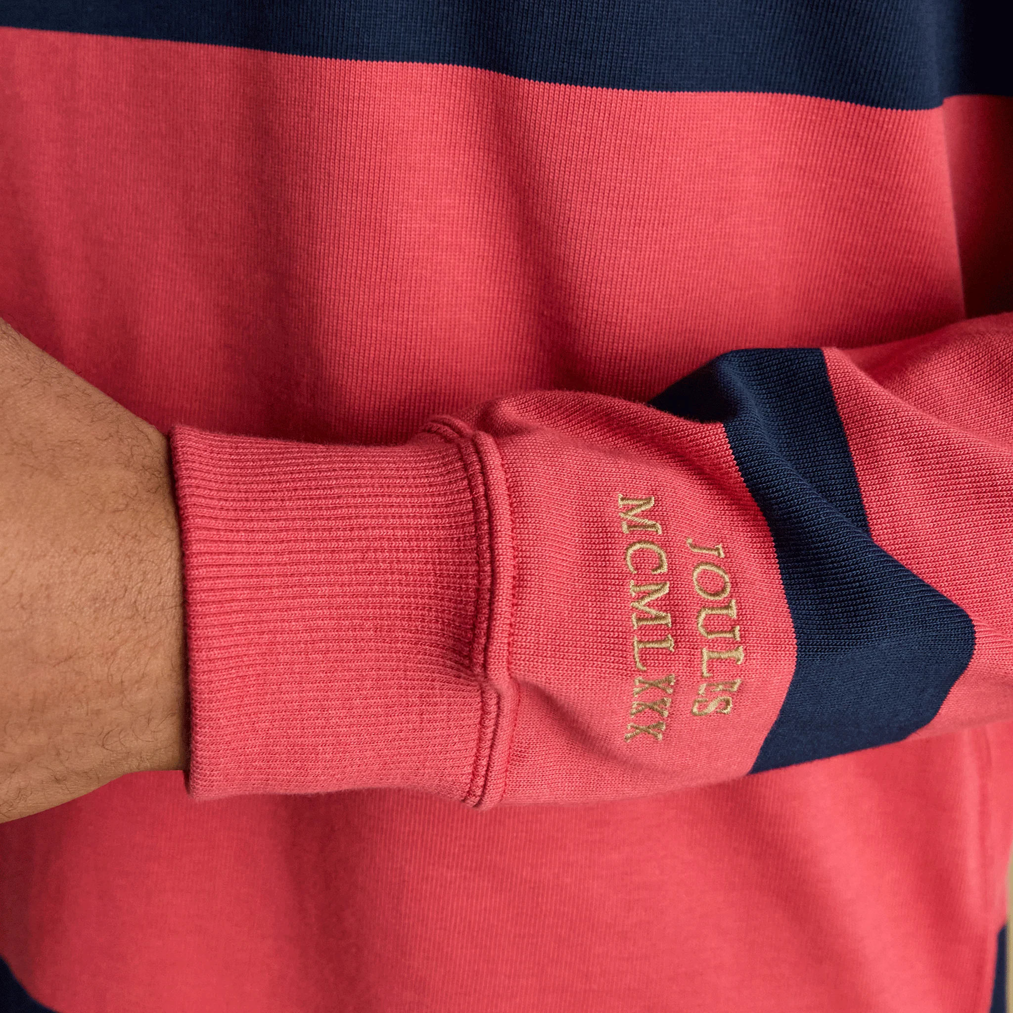 Joules Rugby Club Striped Long Sleeve Shirt in Red - Image 6