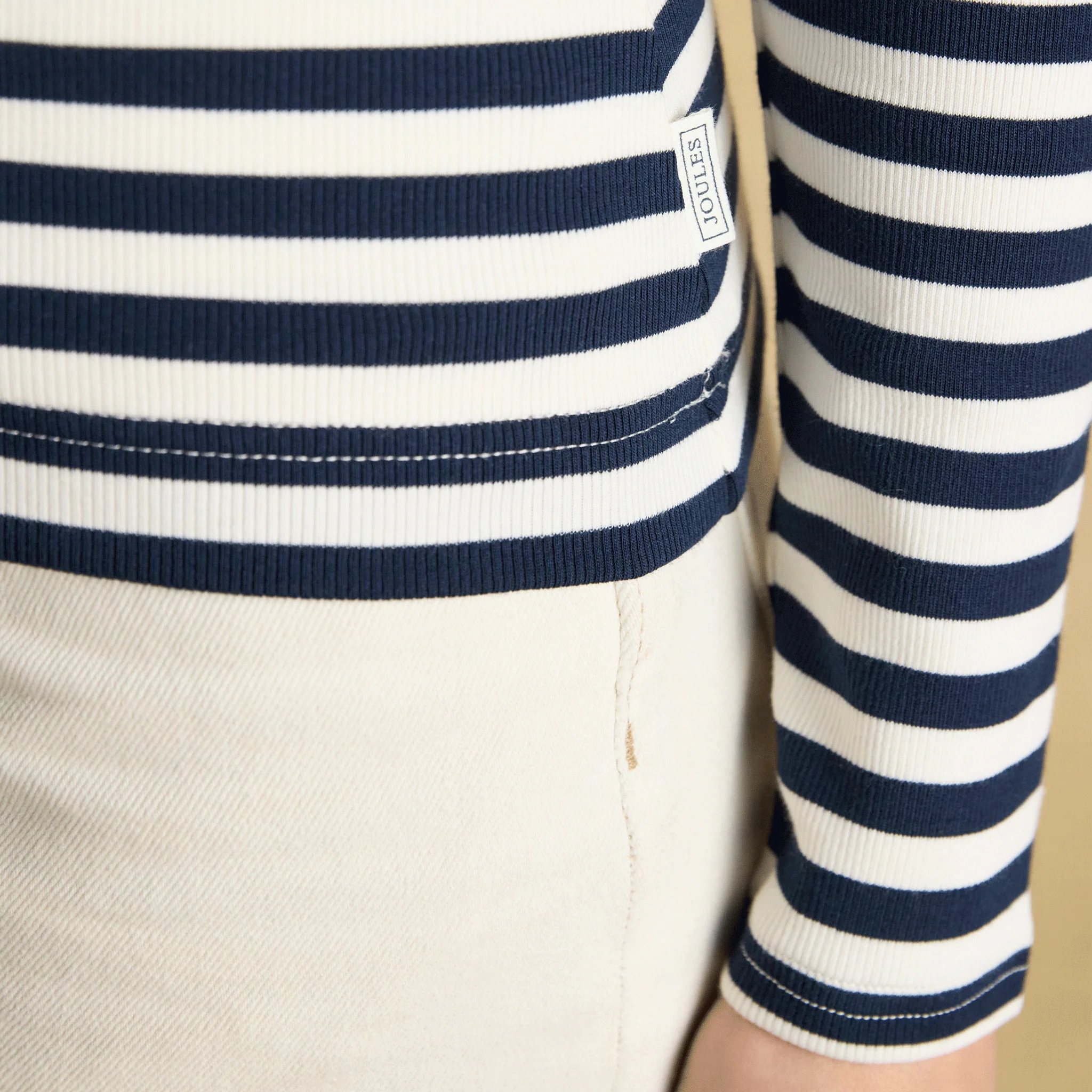 Joules Sophie Long Sleeved Fitted Top Navy Striped - Image 4
