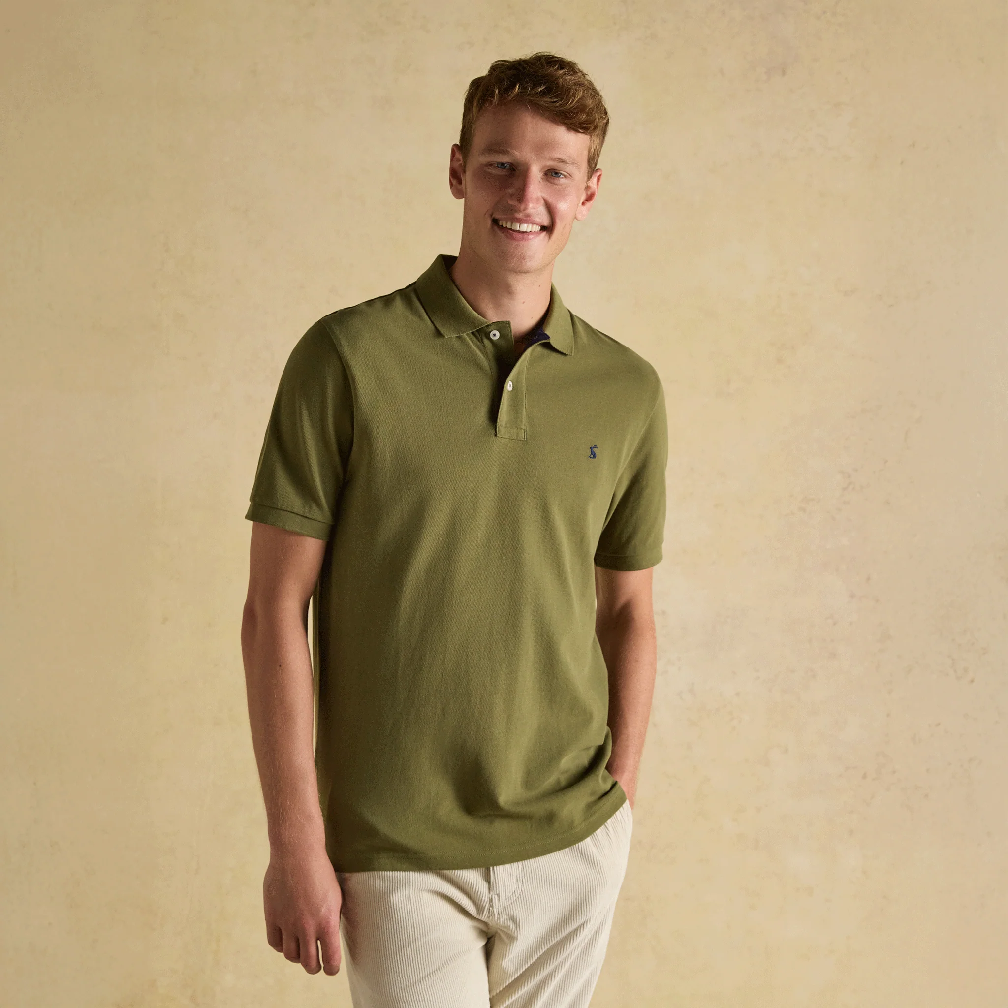 Joules Woody Cotton Pique Polo Shirt Khaki Green - Image 2