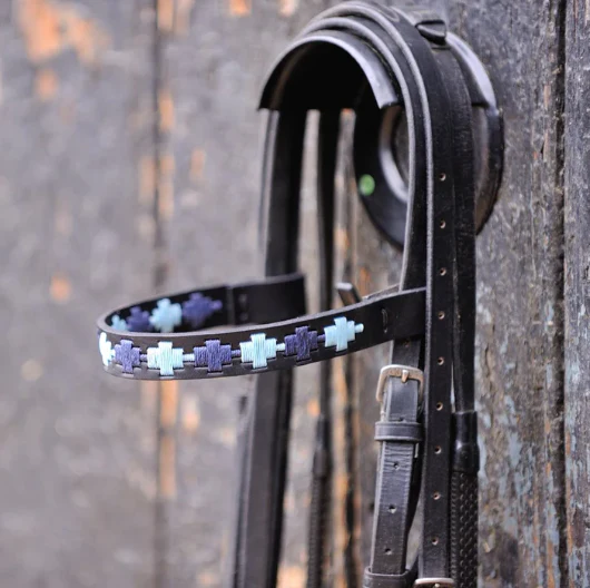 Pioneros Polo Black Leather Browband Navy, Pale Blue - Image 2