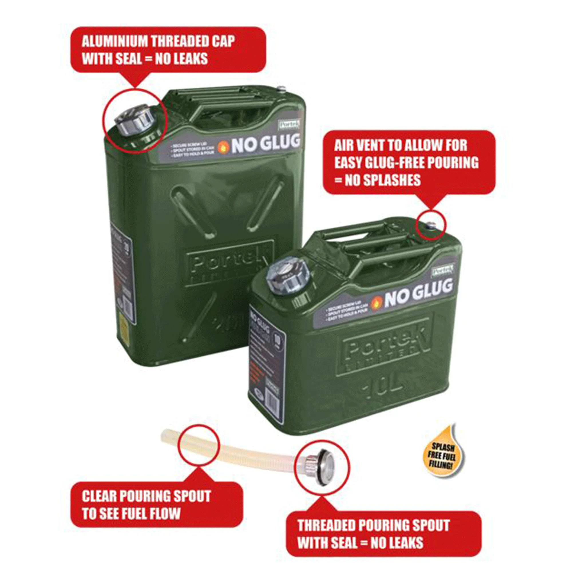 Portek No Glug Fuel Can 10L and 20L - Image 2