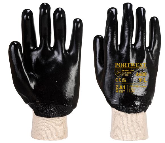 Portwest A400 PVC Fully Coated Knitwrist Gloves in Black or Red - Image 3