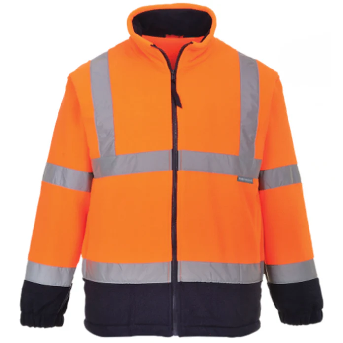Portwest F301 H-Vis Two Tone Fleece Jacket in Orange & Navy