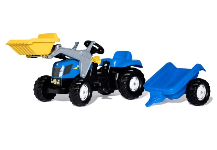 Rolly New Holland TVT 190 Pedal Tractor with Front Loader & Trailer - Image 2