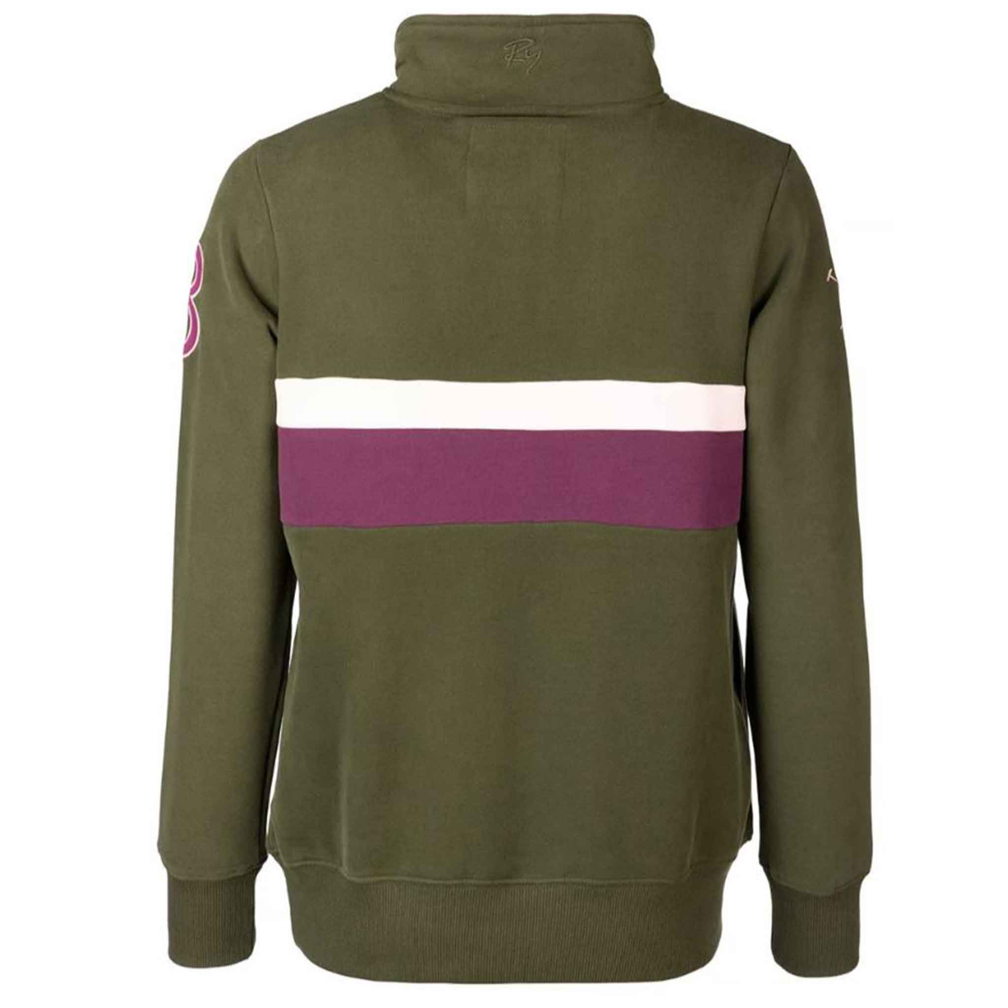 Rydale Bramham Ladies 1/4 Zip Stripe Sweatshirt Olive-Damson - Image 4