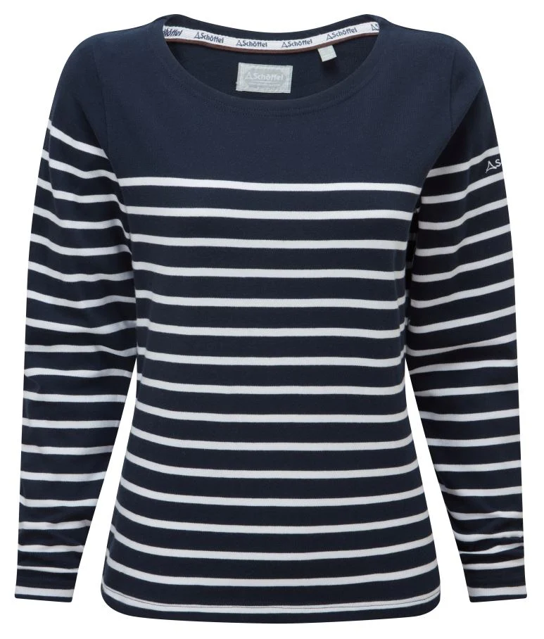 Schoffel Beauport Ladies Cotton Top Navy-White Stripe - Image 5