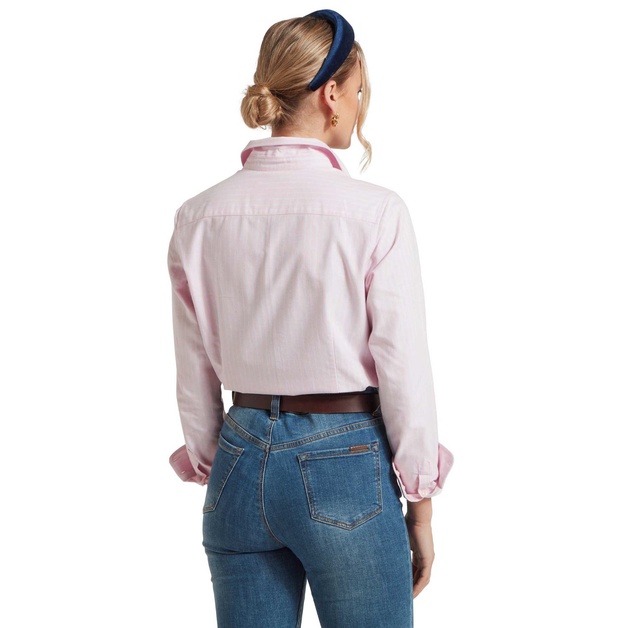 Schoffel Cley Ladies Soft Oxford Shirt Pink-Blue Stripe - Image 5