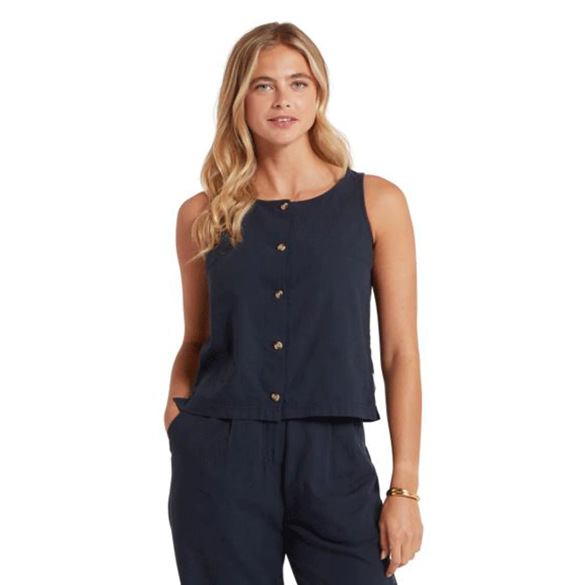 Schoffel Elsworth Linen Top in Navy - Image 2