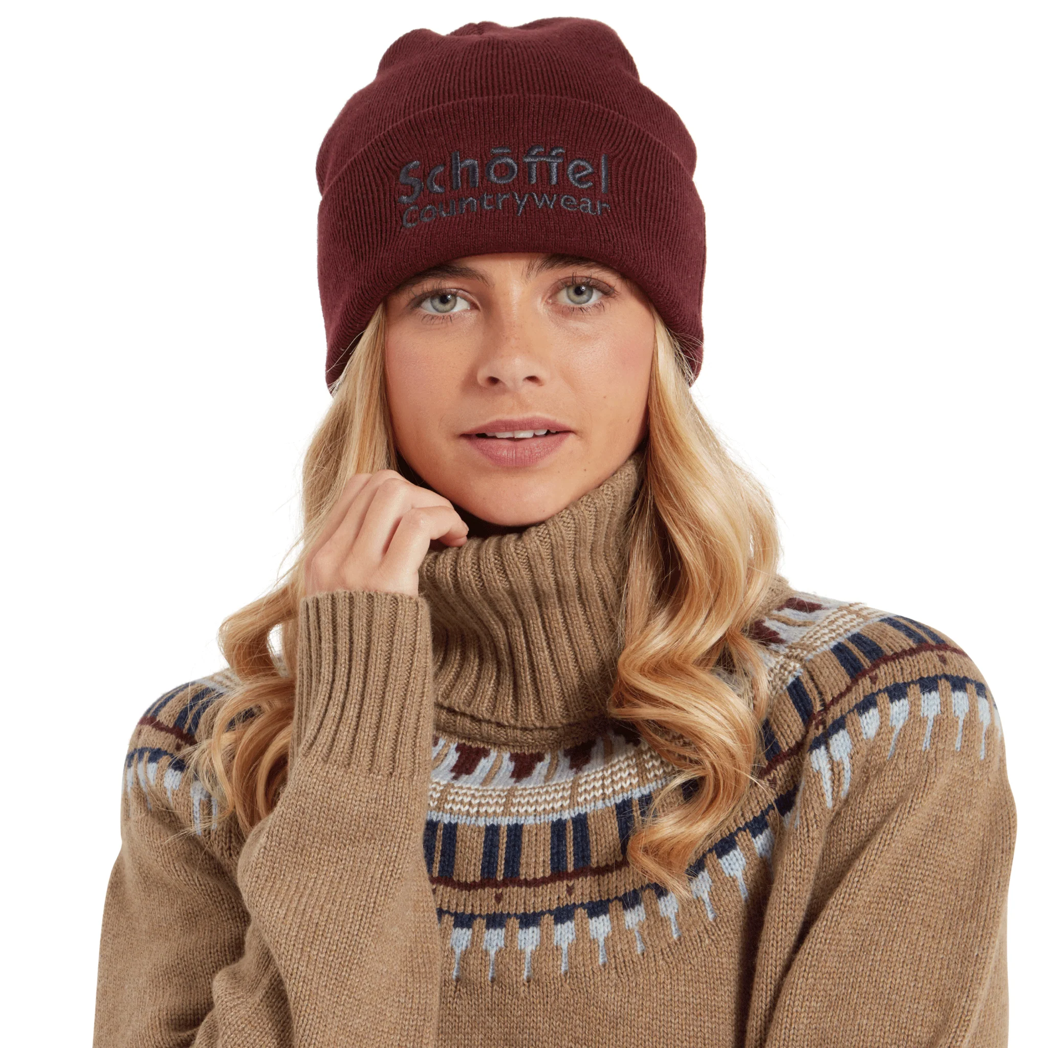 Schoffel Exeter Beanie Hat in Wine - Image 2
