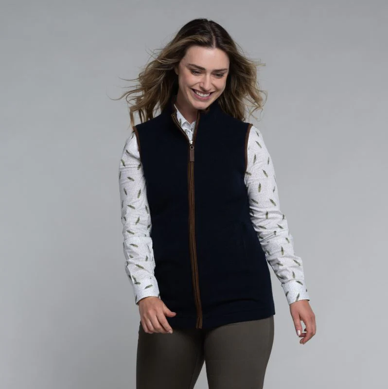 Schoffel Ladies Lambswool Aerobloc Gilet Navy - Image 2