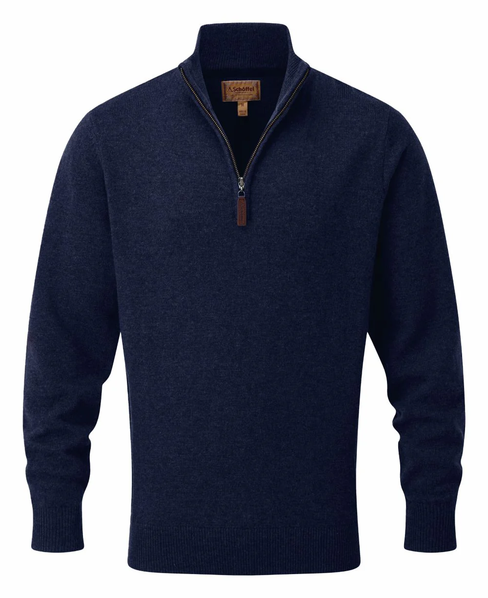 Schoffel Lewis Lambswool 1/4 Zip Jumper in Navy - Image 2
