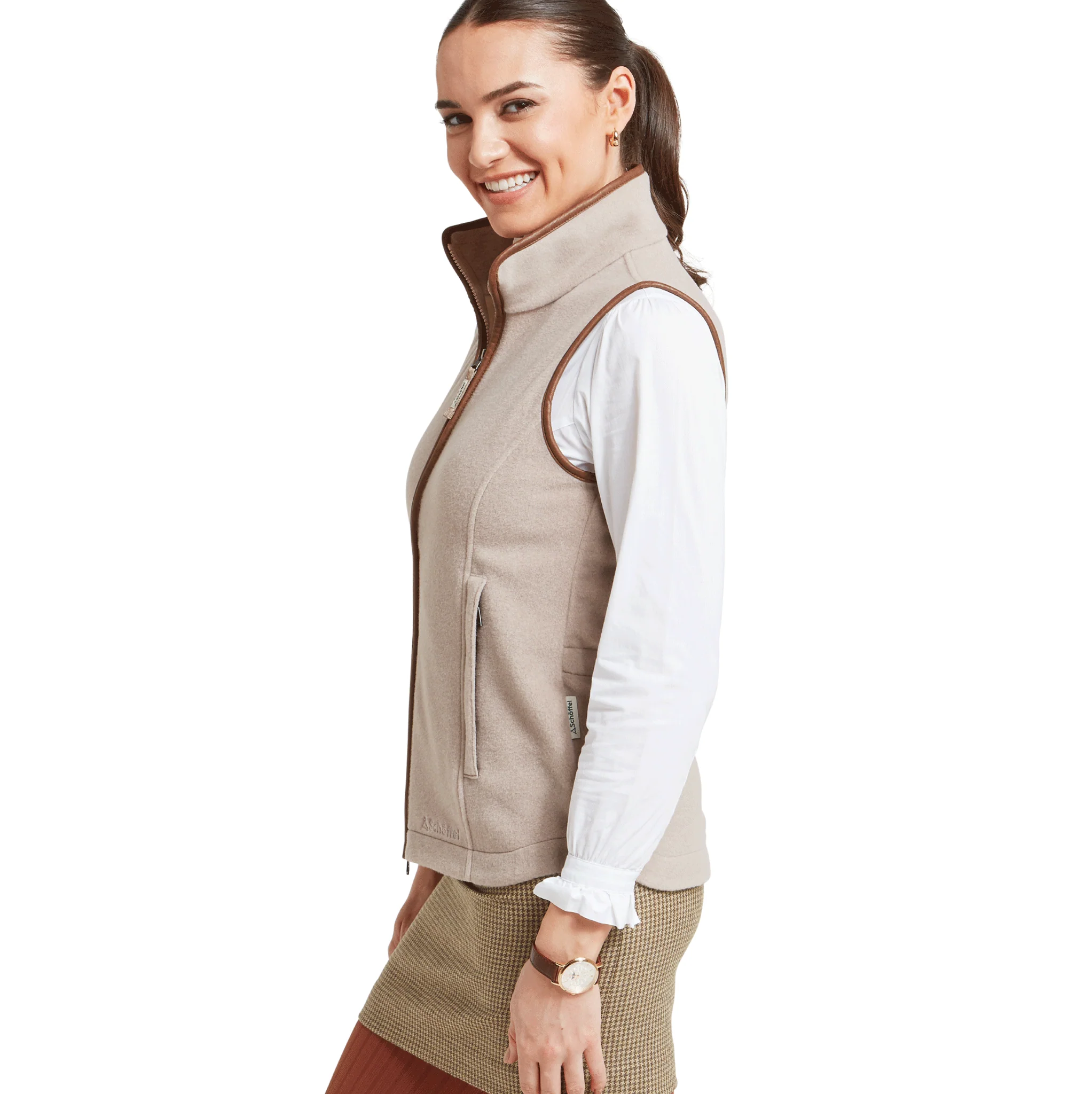 Schoffel Lyndon Ladies Fleece Gilet in Mushroom - Image 3