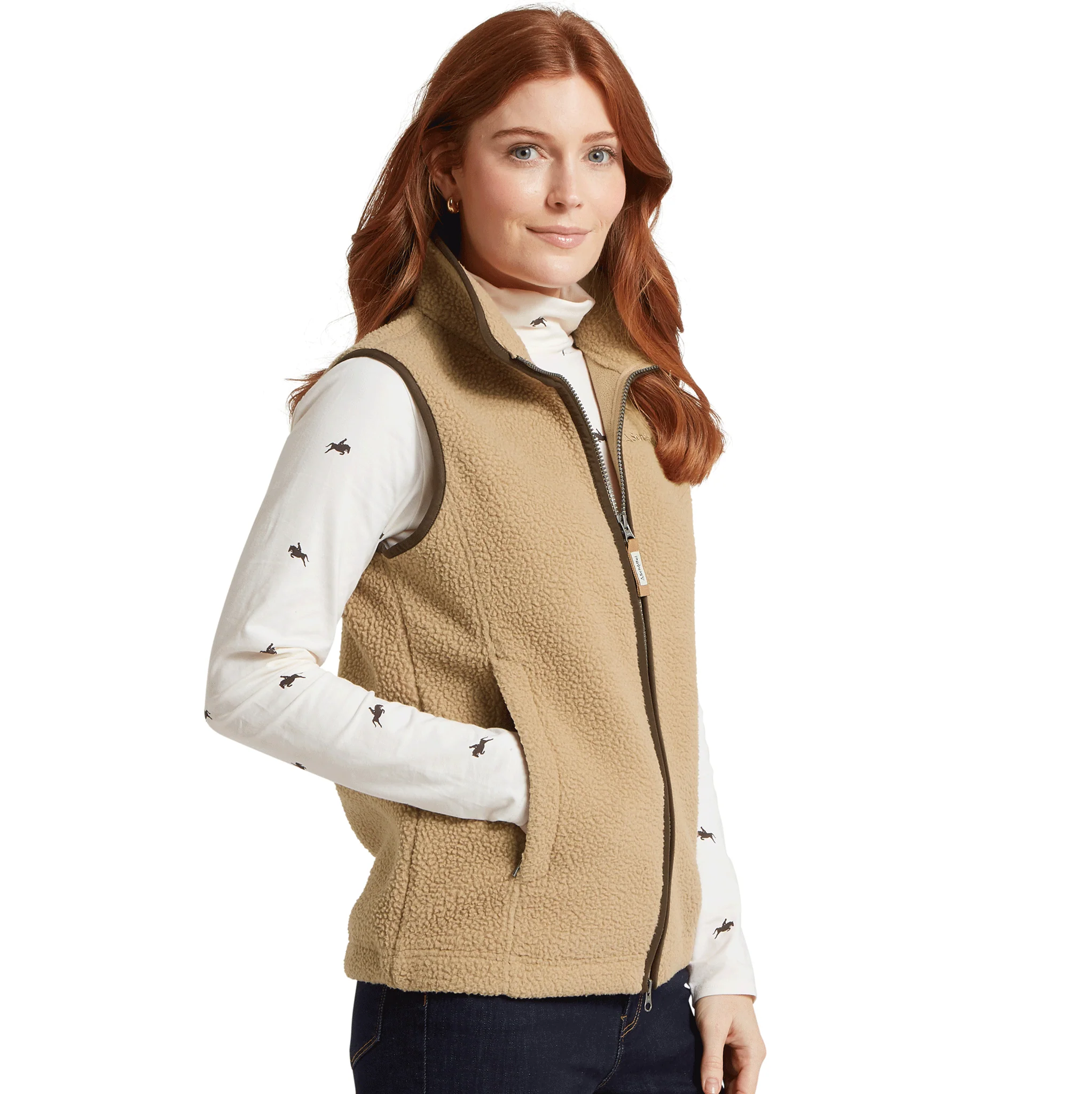 Schoffel Lyndon Ladies Retro Fleece Gilet in Tan - Image 3