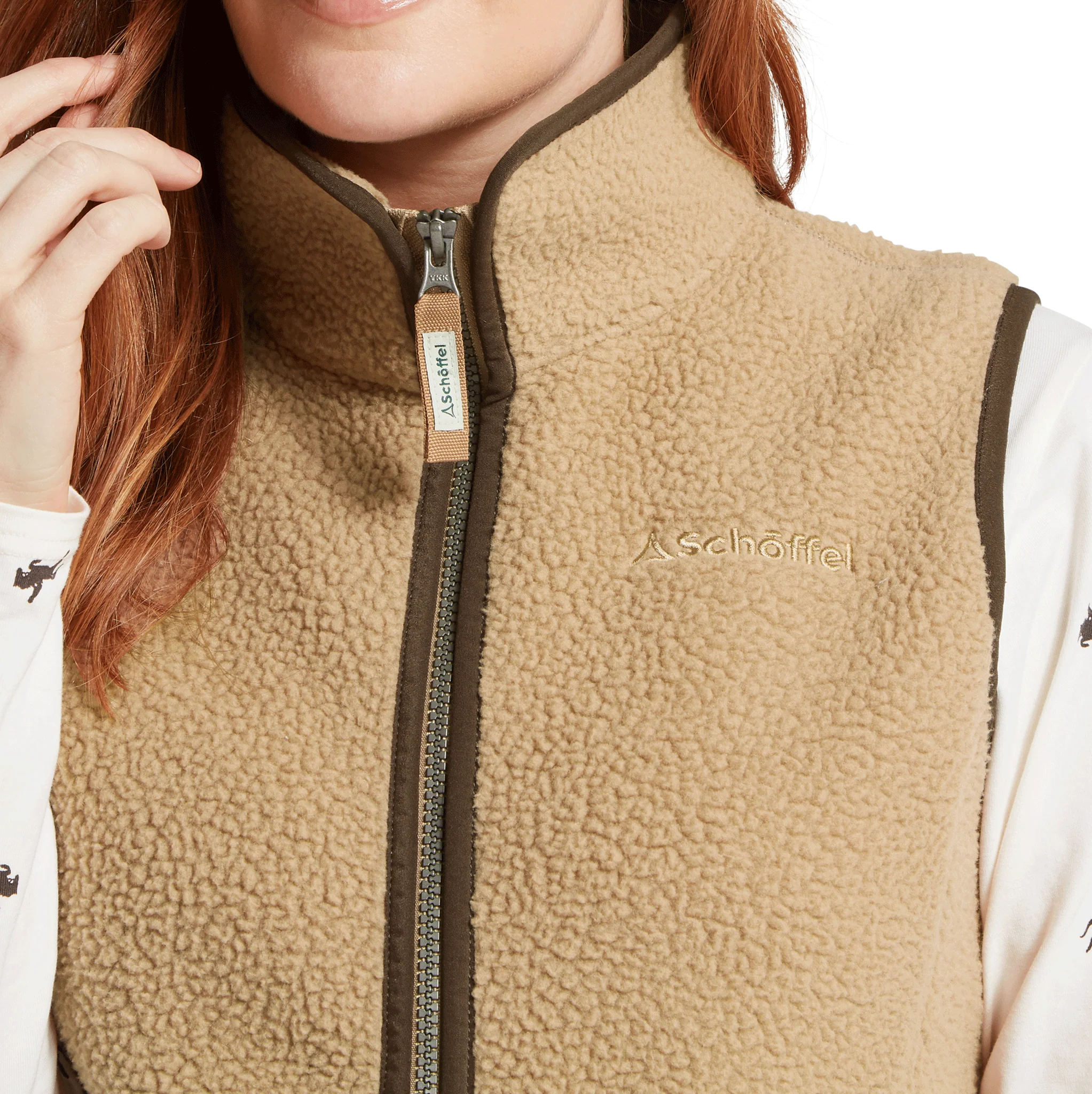 Schoffel Lyndon Ladies Retro Fleece Gilet in Tan - Image 5