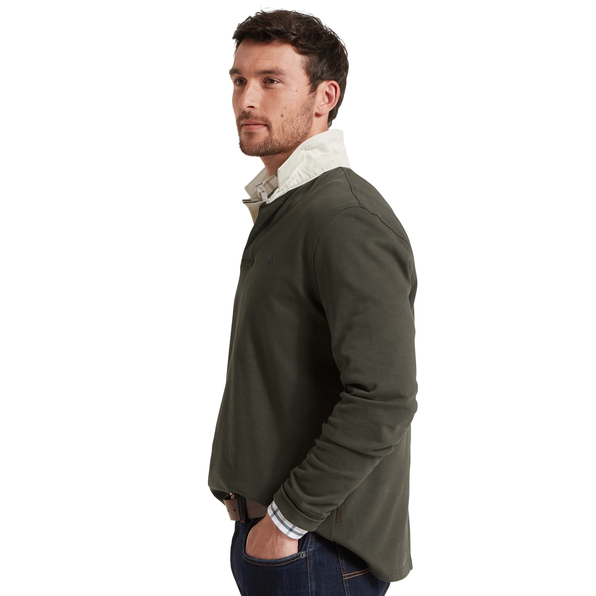 Schoffel Porthallow Rugby Shirt in Peat Green - Image 3