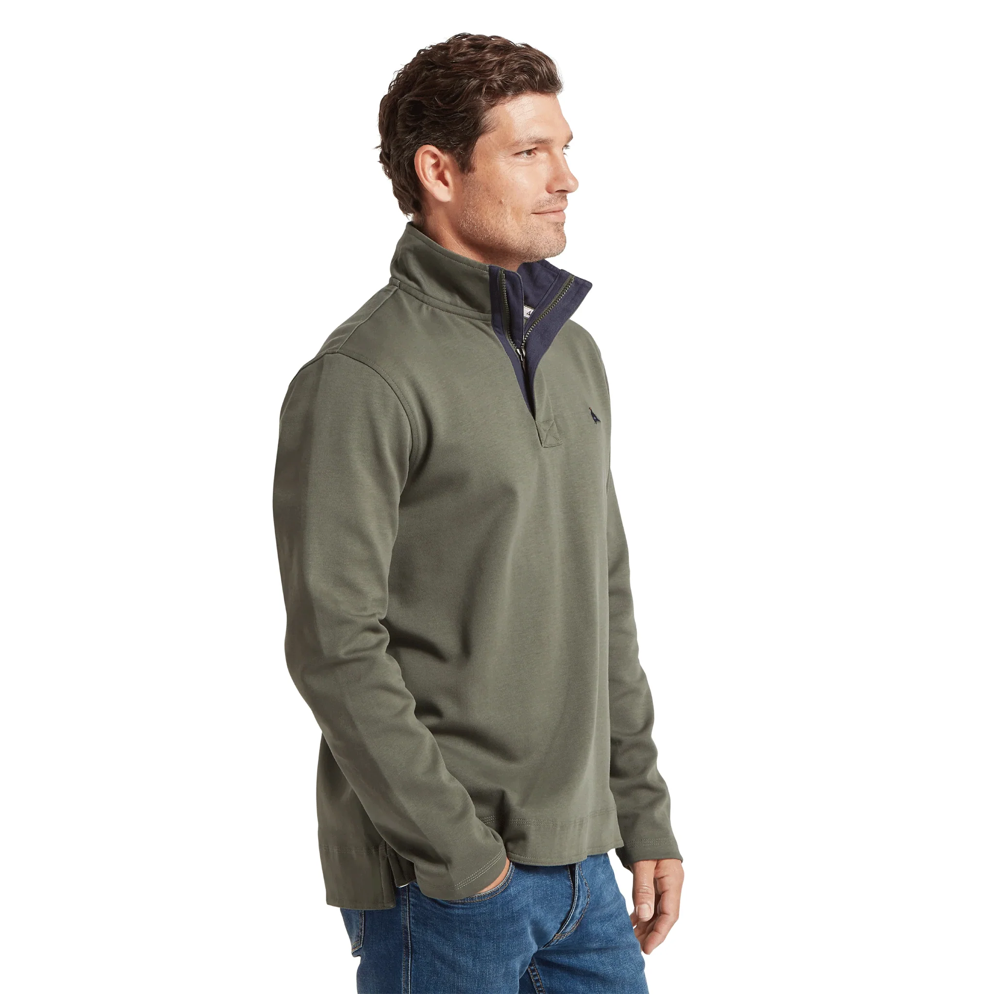 Schoffel Porthleven Quarter Zip Jumper in Beetle Green - Image 4