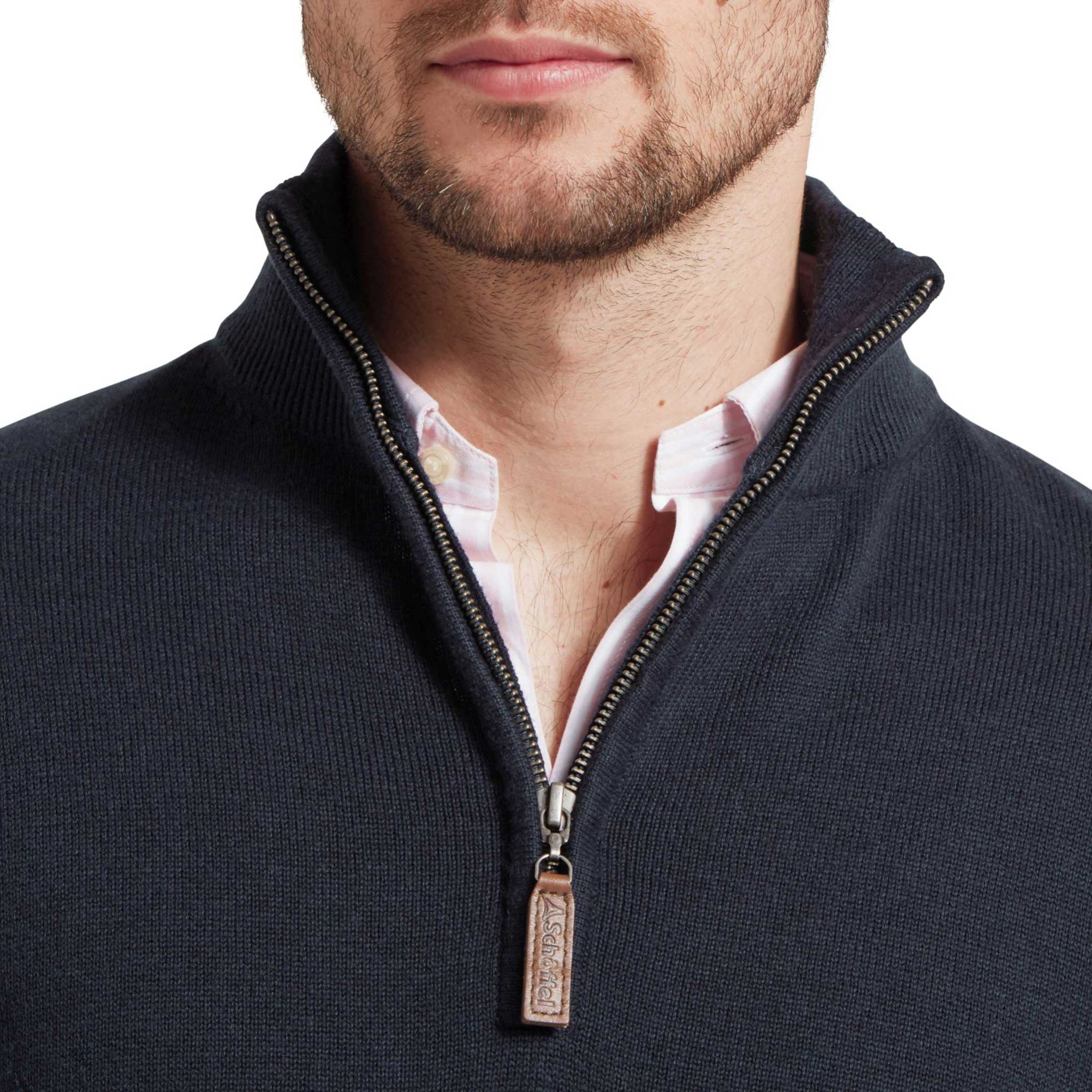 Schoffel Porthmeor Pima Cotton 1/4 Zip Jumper Navy - Image 4
