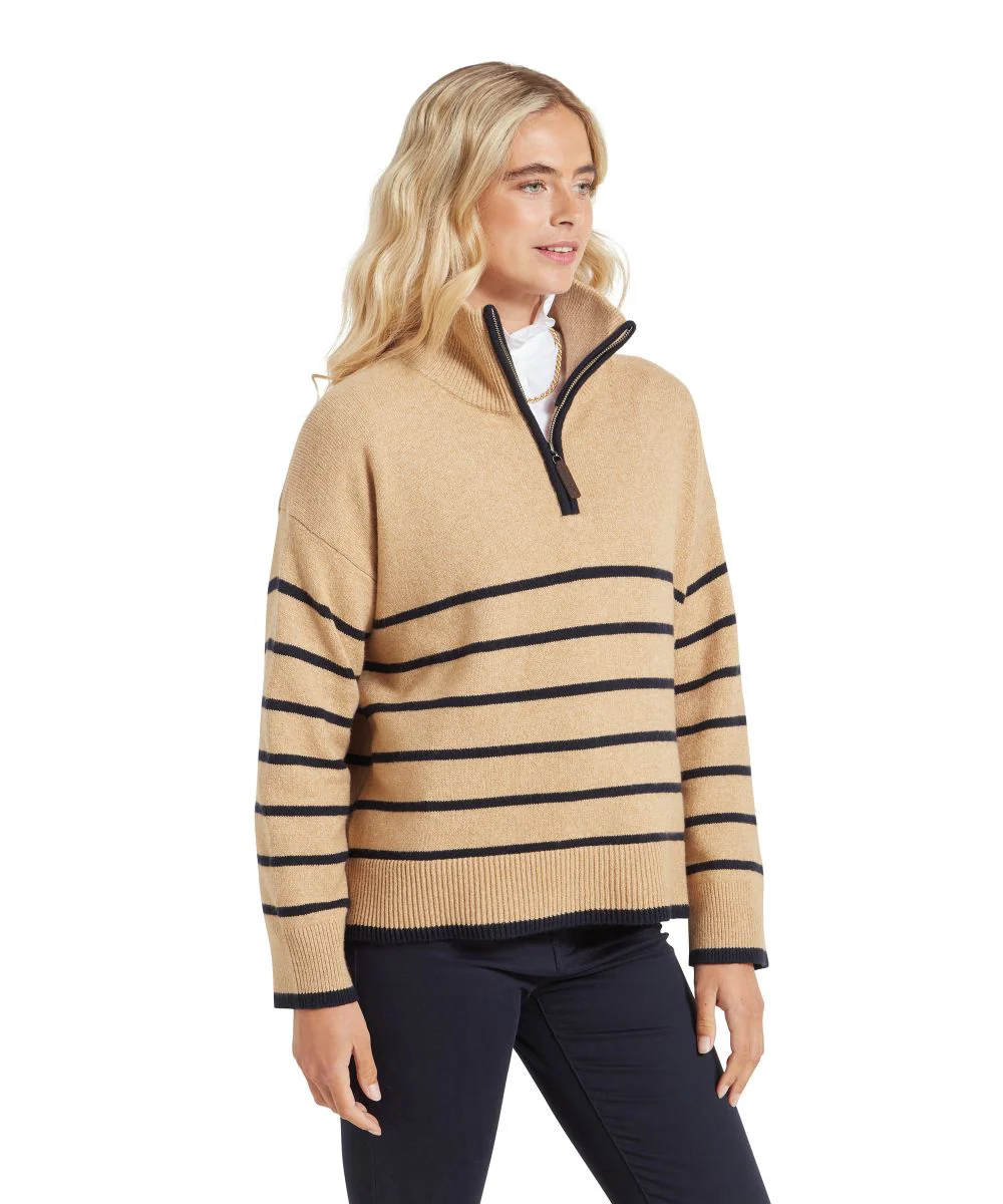 Schoffel Sandsend Ladies Quarter Zip Jumper Warm Sand - Image 2