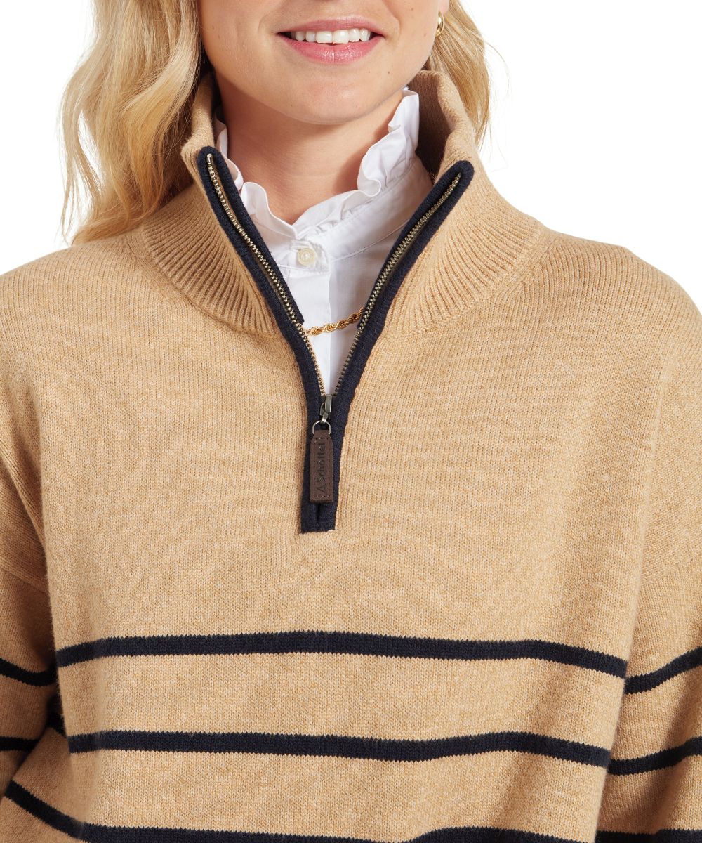 Schoffel Sandsend Ladies Quarter Zip Jumper Warm Sand - Image 3