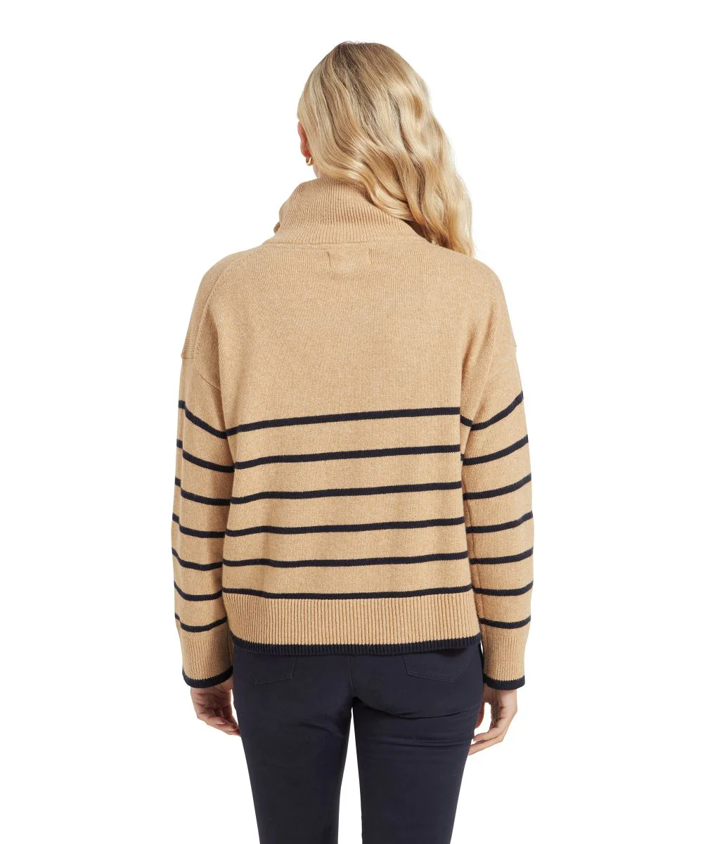 Schoffel Sandsend Ladies Quarter Zip Jumper Warm Sand - Image 4