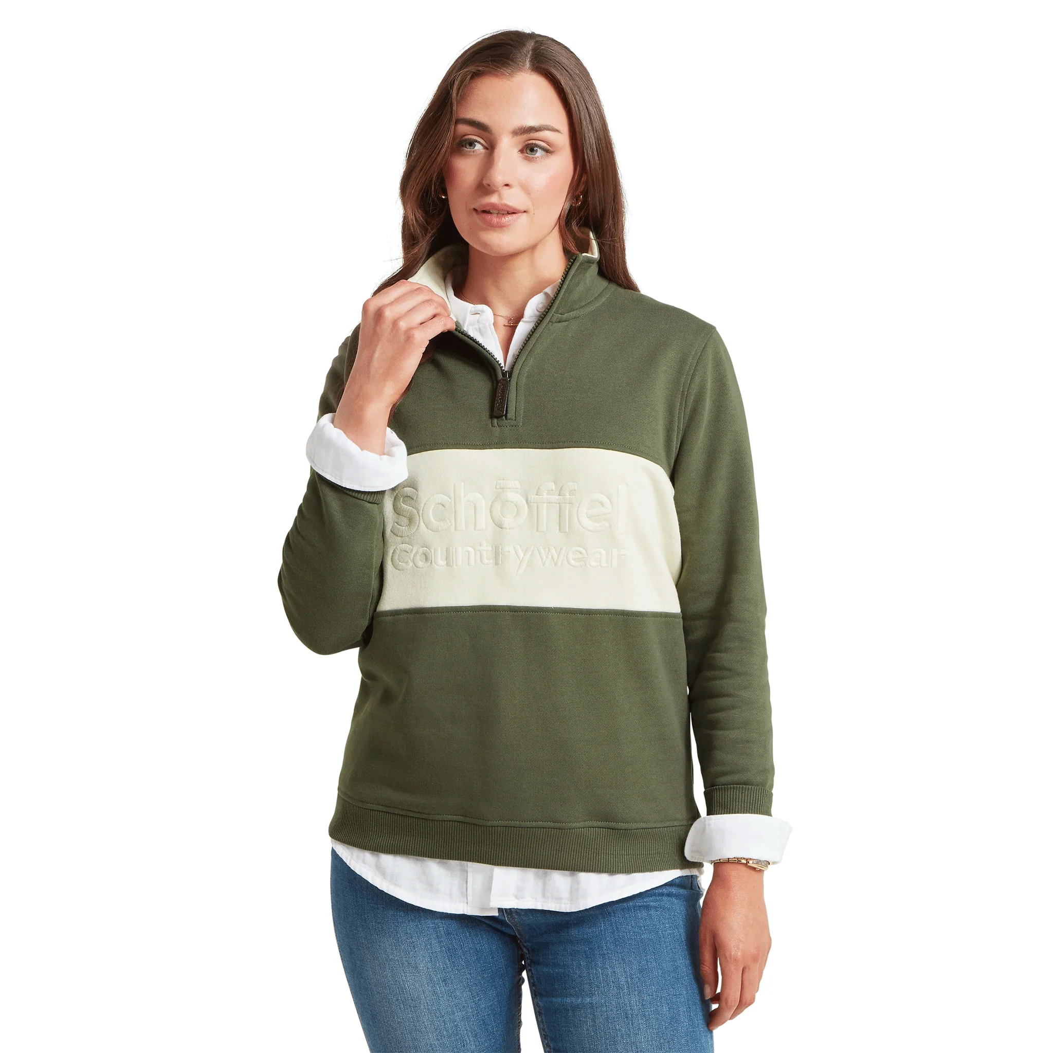 Schoffel St Agnes 1/4 Zip Sweatshirt Beetle Green - Image 2
