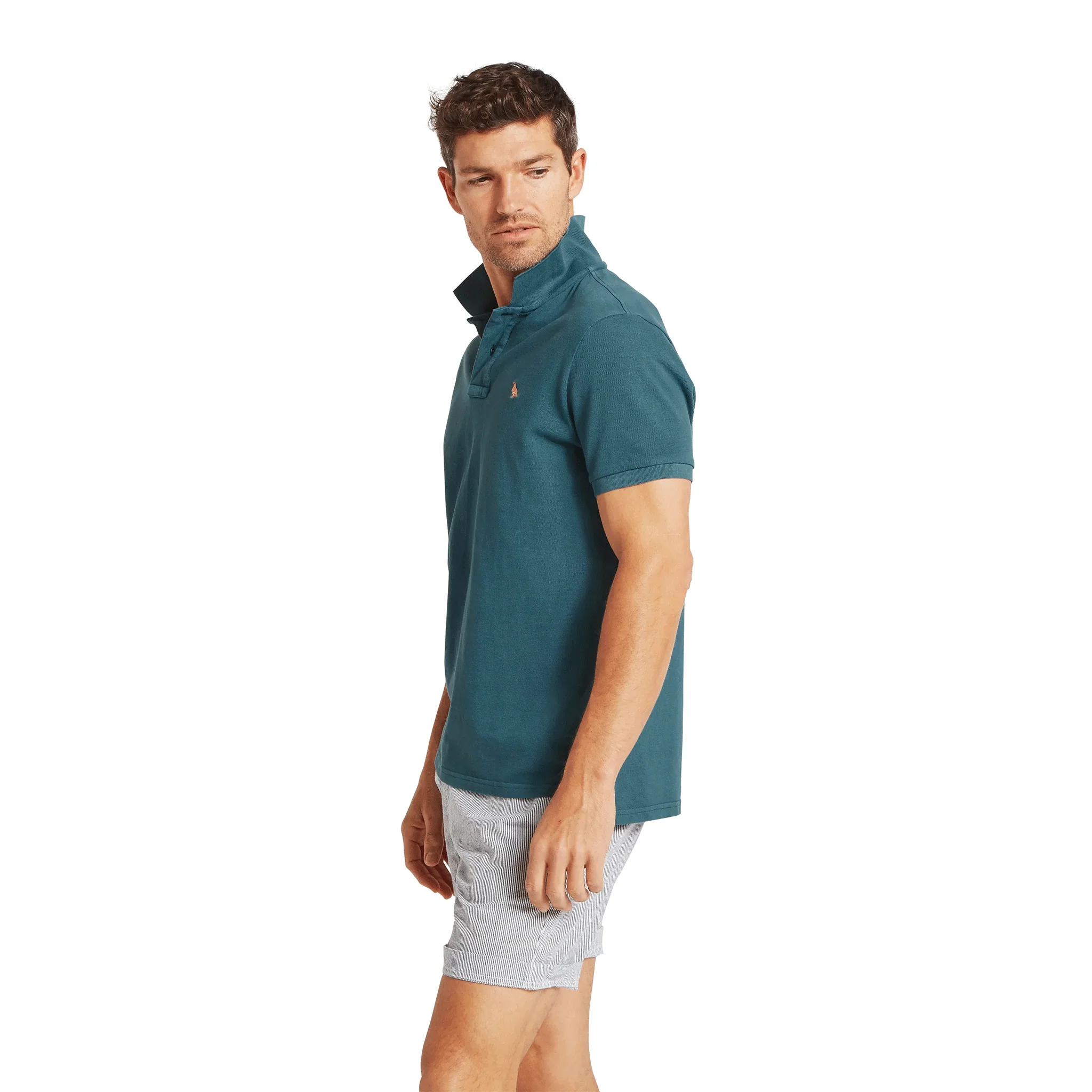 Schoffel St Ives Garment Dyed Polo Shirt in Deep Ocean Blue - Image 5