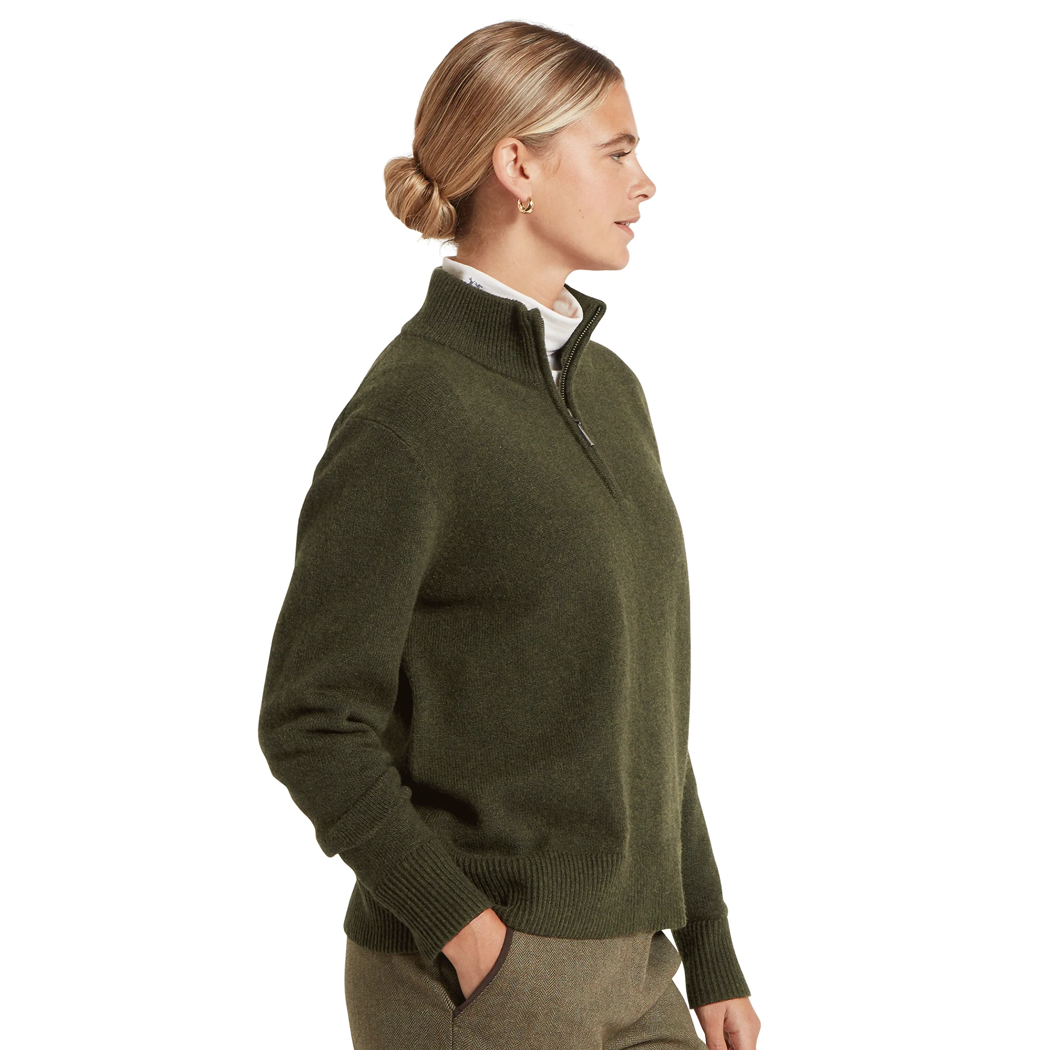 Schoffel Thoralby Quarter Zip Jumper in Loden - Image 2