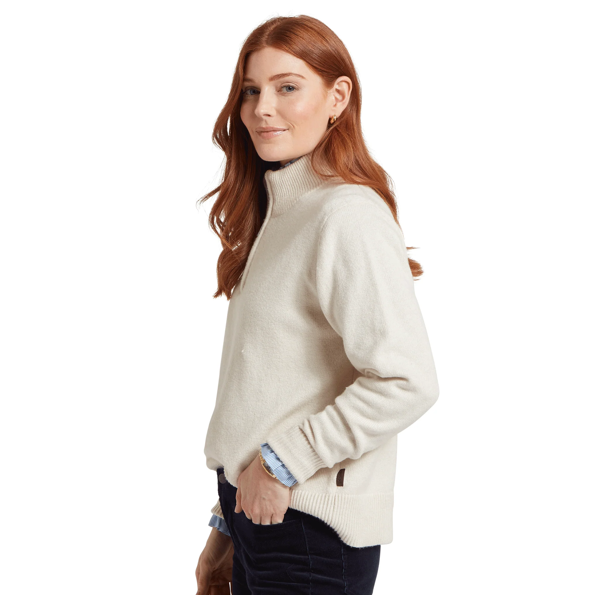 Schoffel Thoralby Quarter Zip Jumper in Soft White - Image 2