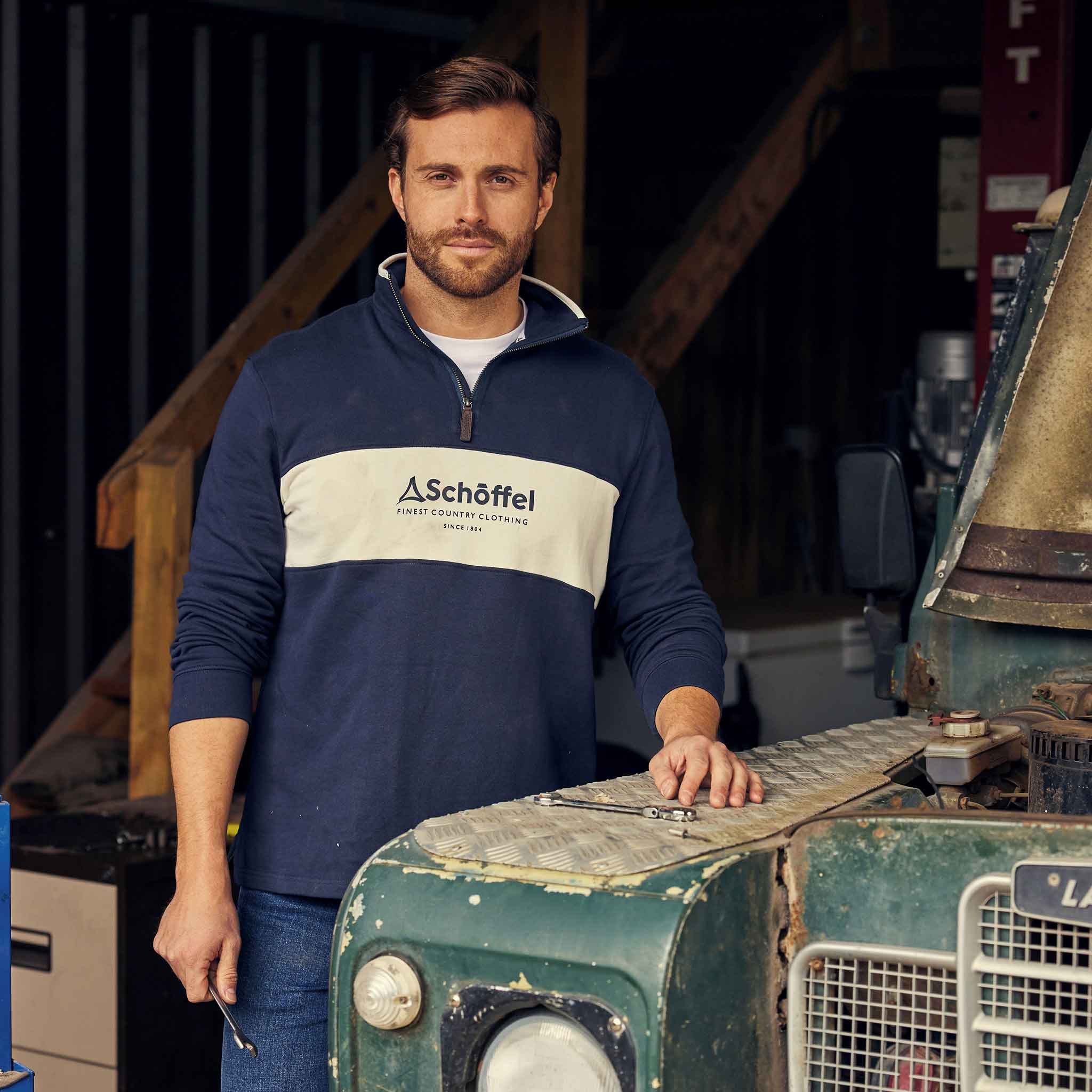 Schoffel Trencrom Quarter Zip Sweatshirt Navy-Stone - Image 2