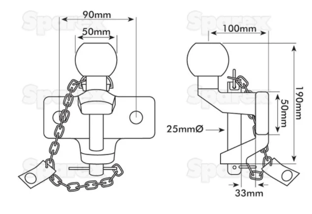 Sparex 18924 Double Duty Ball Hitch 50mm - Image 3